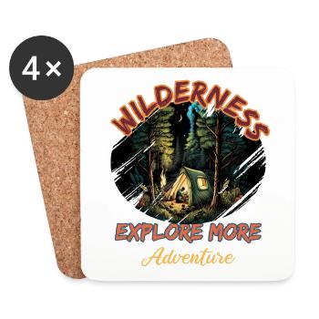Wildnis Abenteuer Entdecken Zelten - Untersetzer (4er-Set) - Weiß - Vorne