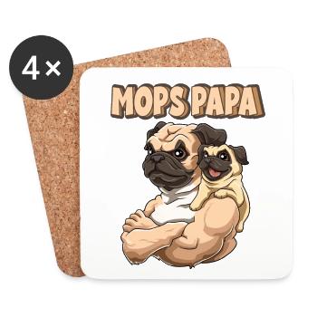 Bester Papa der Welt Vatertag Vater Mops für - Untersetzer (4er-Set) - Weiß - Vorne