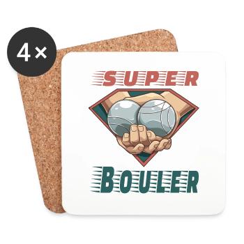 Petanque Boccia Boule Kugelspiel - Untersetzer (4er-Set) - Weiß - Vorne