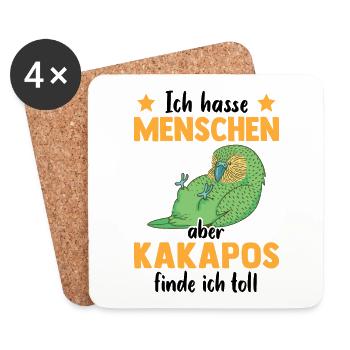 Kakapo finde ich toll flugunfähiger Papagei Kakapo - Untersetzer (4er-Set) - Weiß - Vorne