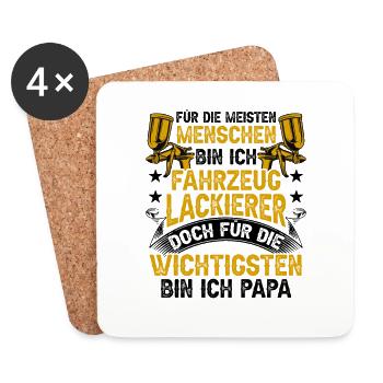 Fahrzeuglackierer ist Papa Lackierer Autolackierer - Untersetzer (4er-Set) - Weiß - Vorne