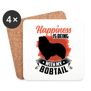 Bobtail makes Old English Shepherd happy - Coasters (set of 4) - white - Front