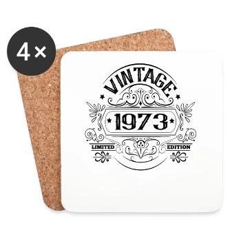 Vintage 1973 Birthday Vintage - Coasters (set of 4) - white - Front