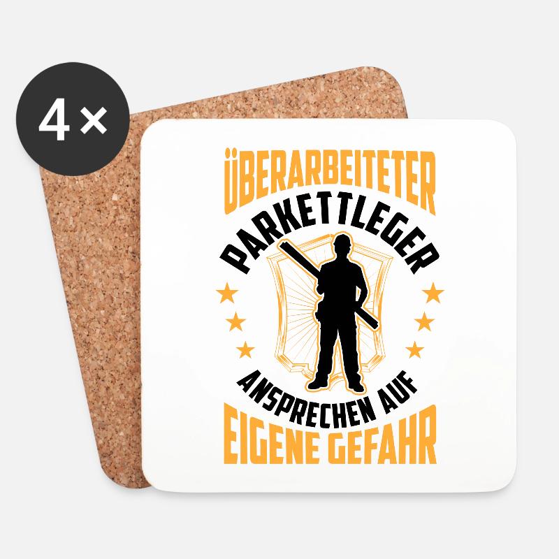 Überarbeiteter Parkettleger Fußbodenleger - Untersetzer (4er-Set) - Weiß