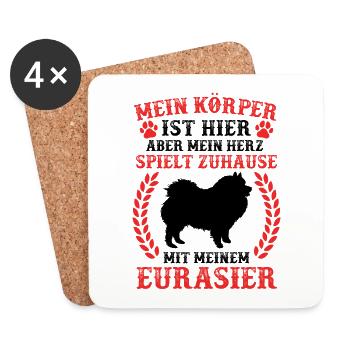 Eurasier spielt Zuhause Spitz Eurasian Dog - Untersetzer (4er-Set) - Weiß - Vorne