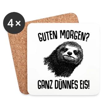 Faultier Guten Morgen Ganz Dünnes Eis - Untersetzer (4er-Set) - Weiß - Vorne