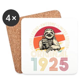 1925 Birthday vintage vintage sloth gift - Coasters (set of 4) - white - Front