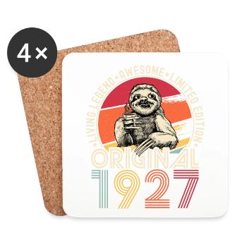 1927 Geburtstag Jahrgang Vintage Faultier Geschenk - Untersetzer (4er-Set) - Weiß - Vorne