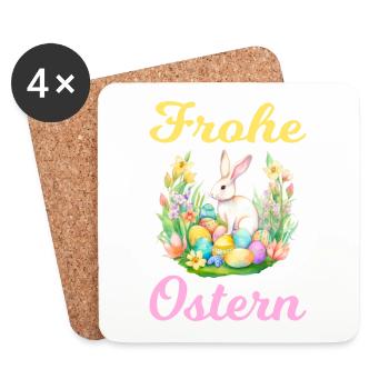 Frohe Ostern Hase Osterei für einen Osterhasen - Untersetzer (4er-Set) - Weiß - Vorne