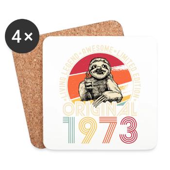 1973 Birthday vintage vintage sloth gift - Coasters (set of 4) - white - Front