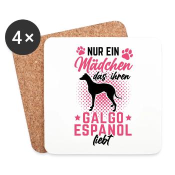 Mädchen liebt Galgo Espanol Spanischer Windhund - Untersetzer (4er-Set) - Weiß - Vorne