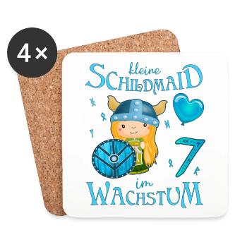 Kleine Schildmaid im Wachstum Geburtstag 7 Jahre - Untersetzer (4er-Set) - Weiß - Vorne