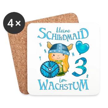 Kleine Schildmaid im Wachstum Geburtstag 3 Jahre - Untersetzer (4er-Set) - Weiß - Vorne