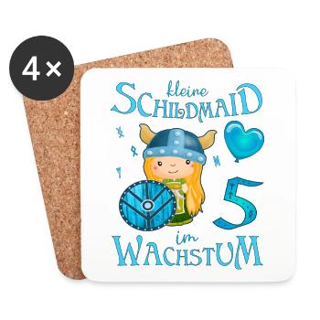 Kleine Schildmaid im Wachstum Geburtstag 5 Jahre - Untersetzer (4er-Set) - Weiß - Vorne