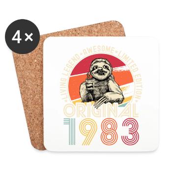 1983 Geburtstag Jahrgang Vintage Faultier Geschenk - Untersetzer (4er-Set) - Weiß - Vorne