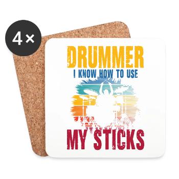 Drummer I Know How To Use My Sticks - Untersetzer (4er-Set) - Weiß - Vorne