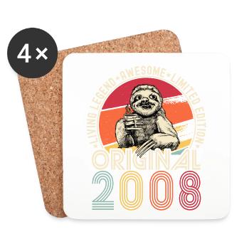 2008 Anniversaire vintage vintage paresseux cadeau - Dessous de verre (lot de 4) - blanc - Devant