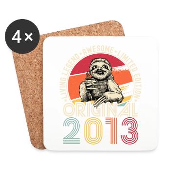 2013 Geburtstag Jahrgang Vintage Faultier Geschenk - Untersetzer (4er-Set) - Weiß - Vorne