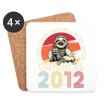 2012 Anniversaire vintage vintage paresseux cadeau - Dessous de verre (lot de 4) - blanc - Devant