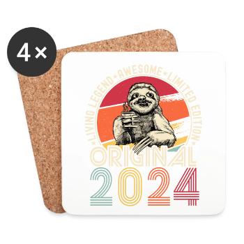2024 Geburtstag Jahrgang Vintage Faultier Geschenk - Untersetzer (4er-Set) - Weiß - Vorne
