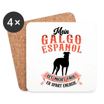 Galgo Espanol ist nicht faul Spanischer Windhund - Untersetzer (4er-Set) - Weiß - Vorne