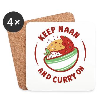 Halten Sie Naan und Curry auf indischem Essensliebhaber - Untersetzer (4er-Set) - Weiß - Vorne