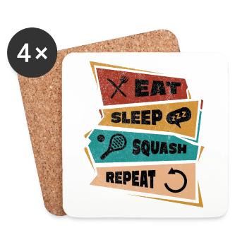 Squash Eat Sleep Repeat Saying Sports Hobby - Coasters (set of 4) - white - Front