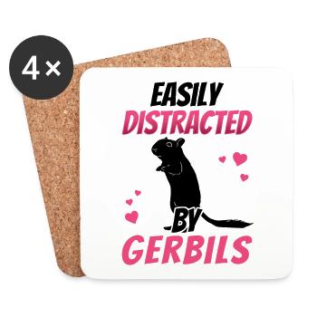 Abgelenkt durch Rennmaus Nagetier Gerbil - Untersetzer (4er-Set) - Weiß - Vorne