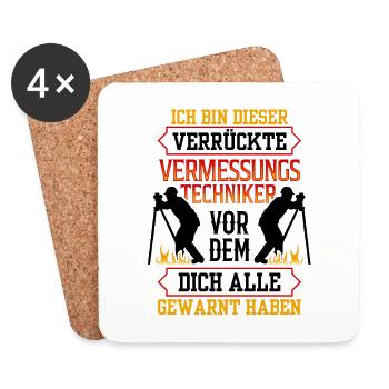 Verrückter Vermessungstechniker Vermesser - Untersetzer (4er-Set) - Weiß - Vorne