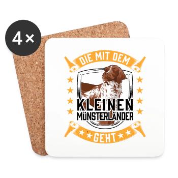 Die mit dem Kleiner Münsterländer geht - Untersetzer (4er-Set) - Weiß - Vorne