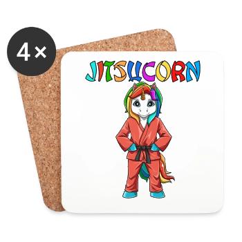 Jitsucorn Einhorn Judo Kampfsportart - Untersetzer (4er-Set) - Weiß - Vorne
