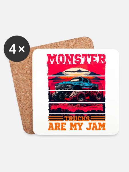 Monster Trucks Are My Jam für Männer und Jungen - Untersetzer (4er-Set) - Weiß