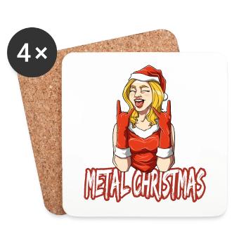 Metal Christmas Rock Frau Metal Fan - Untersetzer (4er-Set) - Weiß - Vorne
