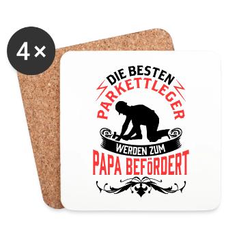 Parkettleger wird zum Papa Fußbodenleger - Untersetzer (4er-Set) - Weiß - Vorne