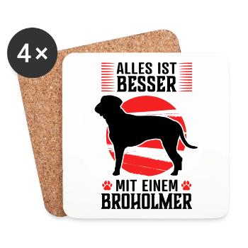 Alles ist besser mit Broholmer Dänische Dogge - Untersetzer (4er-Set) - Weiß - Vorne