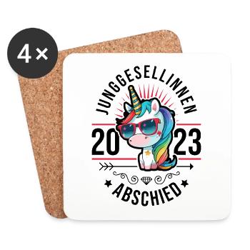 Junggesellinnen Abschied 2023 Einhorn - Untersetzer (4er-Set) - Weiß - Vorne