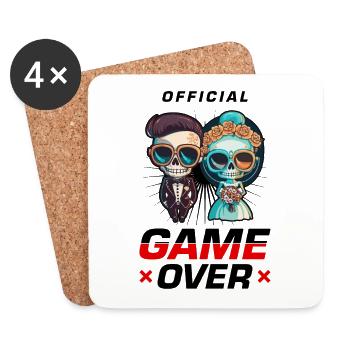 Jeu de couple de mariage sur le couple de mariage Jga - Dessous de verre (lot de 4) - blanc - Devant