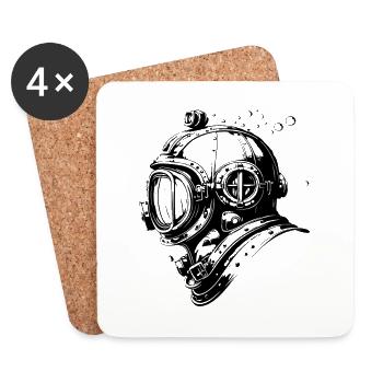Taucherhelm Tauchen Apnoe Vintage - Untersetzer (4er-Set) - Weiß - Vorne