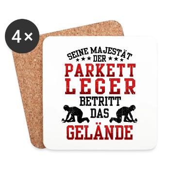 Parkettleger betritt das Gelände Fußbodenleger - Untersetzer (4er-Set) - Weiß - Vorne
