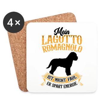 Lagotto Romagnolo ist nicht faul Wasserhund - Untersetzer (4er-Set) - Weiß - Vorne