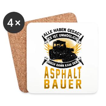 Asphaltbauer unmöglich Straßenbauer - Untersetzer (4er-Set) - Weiß - Vorne