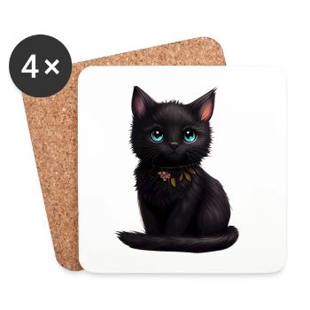 Cadeau chaton chat - Dessous de verre (lot de 4) - blanc - Devant
