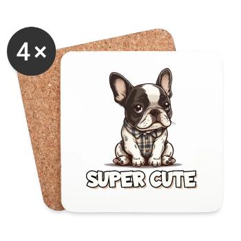 Super Cute Niedliche Bulldogge Mops Hund - Untersetzer (4er-Set) - Weiß - Vorne