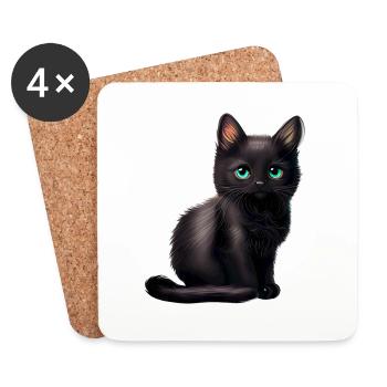 Katze Kätzchen Geschenk - Untersetzer (4er-Set) - Weiß - Vorne
