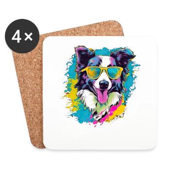 Border Collie Hund Hunderasse - Untersetzer (4er-Set) - Weiß - Vorne