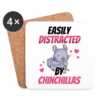 Distracted by chinchilla, rodent, woolly mouse - Coasters (set of 4) - white - Front
