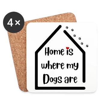 La maison est là où sont mes chiens - Hundeliebe - Dessous de verre (lot de 4) - blanc - Devant