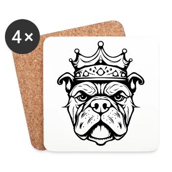 Bulldog Krone Hund König - Untersetzer (4er-Set) - Weiß - Vorne