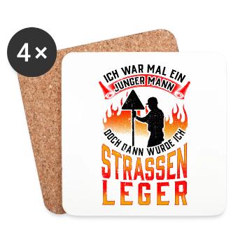 Straßenwärter war mal jung Straßenbauer - Untersetzer (4er-Set) - Weiß - Vorne