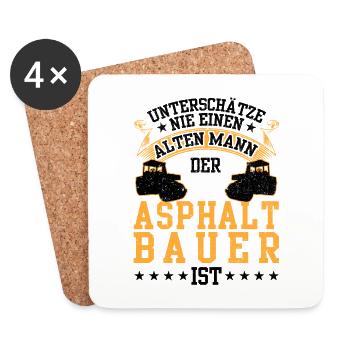 Asphaltbauer war mal jung Straßenbauer - Untersetzer (4er-Set) - Weiß - Vorne